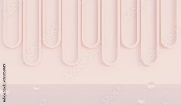 Fototapeta Geometric plinth with simple background and columns. Abstract studio room. Simple scene for cosmetic products, promotion, display, 3D rendering.