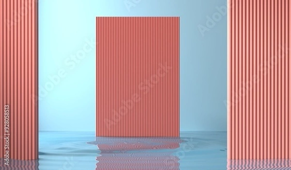 Fototapeta Podium, Water Surface, Product placement in water, On the water surface, Product placement for cosmetics, 3D illustration