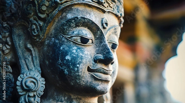 Fototapeta Close-up of statue against temple