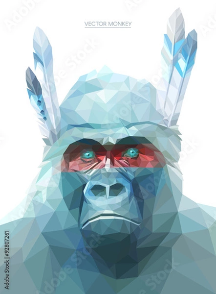 Fototapeta Monkey polygonal illustration. Vector eps 10