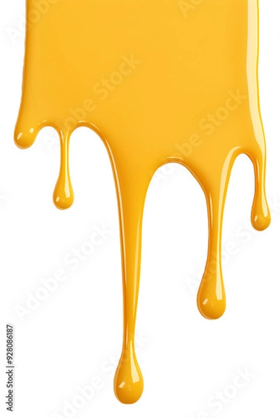 Fototapeta Melted Cheese Dripping From Above Transparent Background Cutout