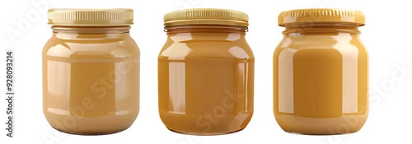 Fototapeta Peanut butter jars isolated on transparent background