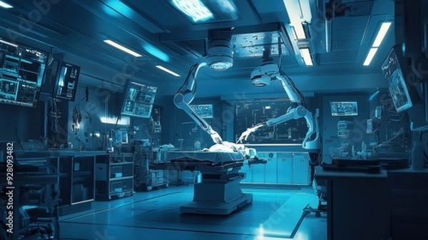 Obraz Robotic Surgery Room with Futuristic Medical Equipment and Technology.