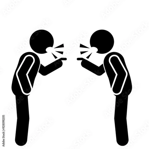 Fototapeta stick figure illustrations and pictograms angry and arguing