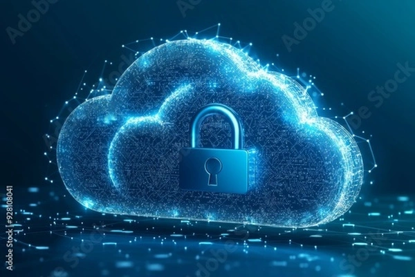 Fototapeta Illustration of Cloud Security Services Technology created with Generative AI
