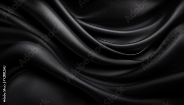 Obraz Black background smooth silk wavy header