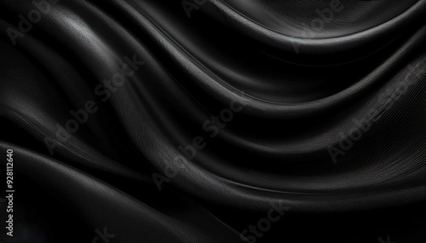 Obraz Black background smooth silk wavy header