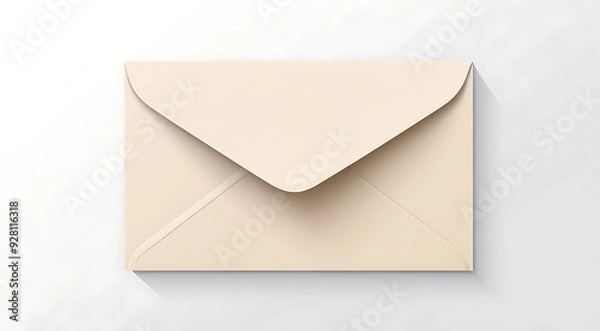 Fototapeta 2D Flat-Style Illustration of a Plain Envelope on a White Background with Minimalist Design and Ample Copy Space