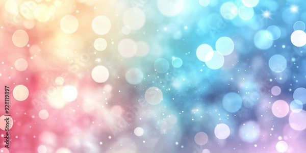 Fototapeta Abstract pastel colored background with bokeh lights and stars