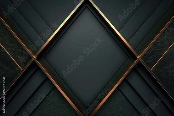 Fototapeta Abstract black and gold geometric background.