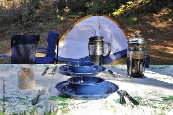 Obraz Nature: Camping - Table set on campsite
