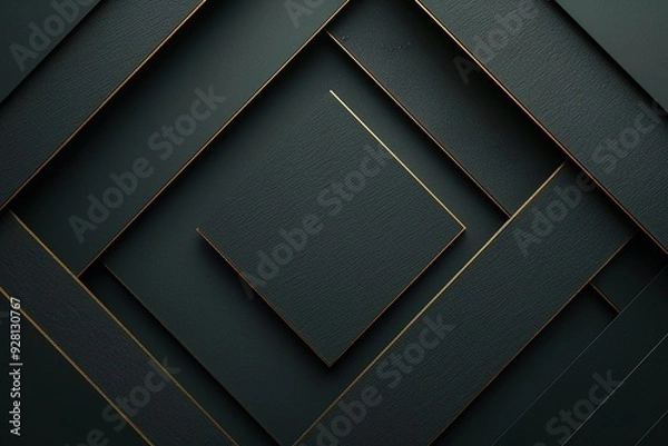 Obraz Abstract dark green background with golden lines.