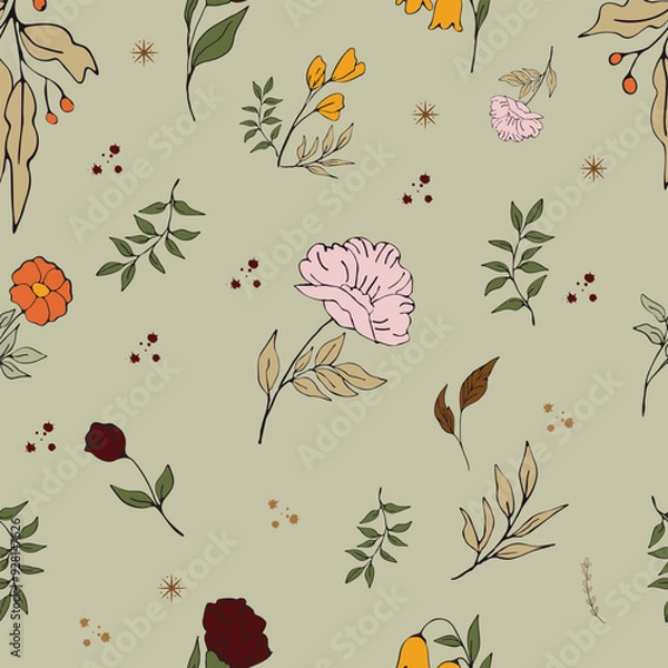 Obraz  Ethnic floral seamless pattern. floral pattern,pattern, berries pattern, beautiful festive pattern.