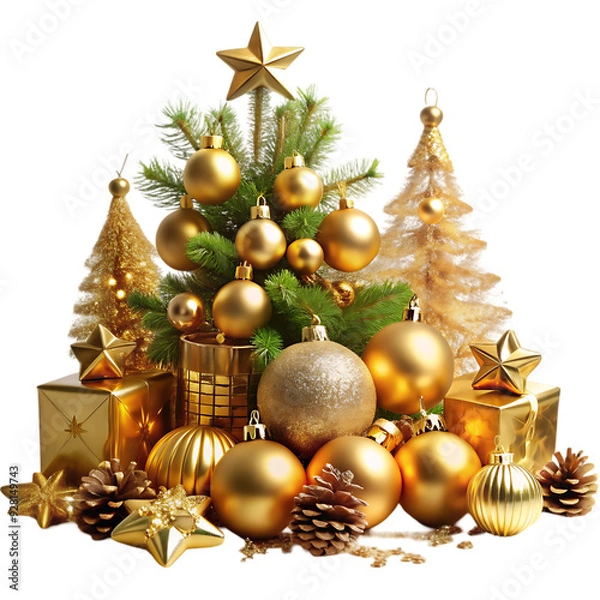 Fototapeta opulent festive display golden on transparent background