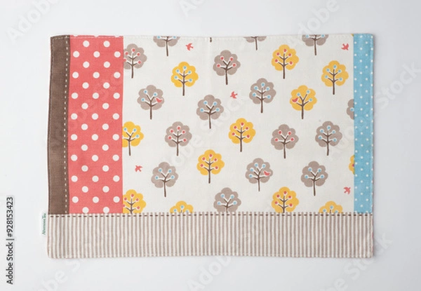 Obraz ランチョンマット_木のイラスト_ドット_ストライプ_0434