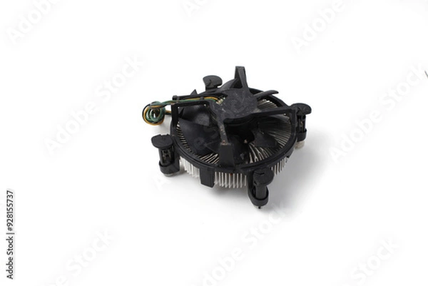 Fototapeta Chip cooler isolated on white background, processor fan, top view, good for article or commercial