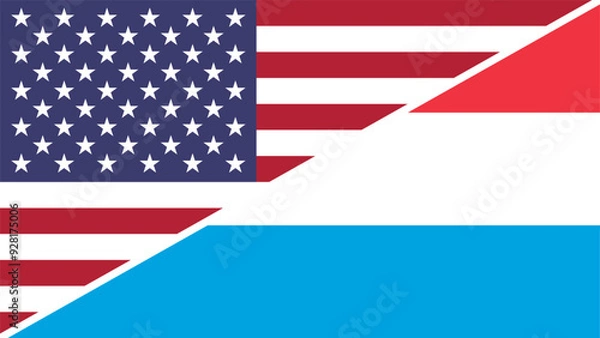 Fototapeta Luxembourg and United States flags combined in a split design vector, symbolizing international relations, global unity, and cultural exchange