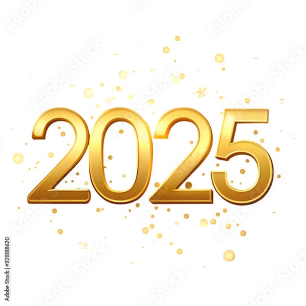 Fototapeta golden 2025 new year text on transparent background