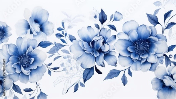 Fototapeta intricate blue floral pattern