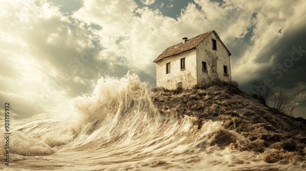 Obraz building a foundation on solid rock and sand to withstand the storms and floods of life.