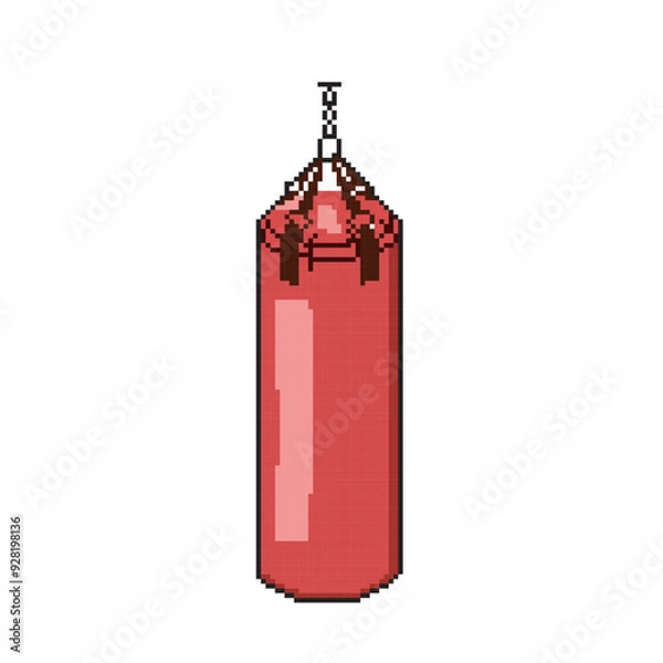 Obraz Pixel art punching bag, vector illustration on isolated background.