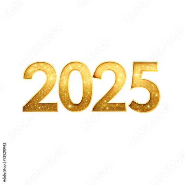 Fototapeta golden 2025 new year text on transparent background