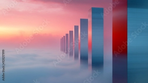 Obraz Monoliths In Unusual And Bizarre Shapes Floating In The Void Of Space With Minimal Light Effects
