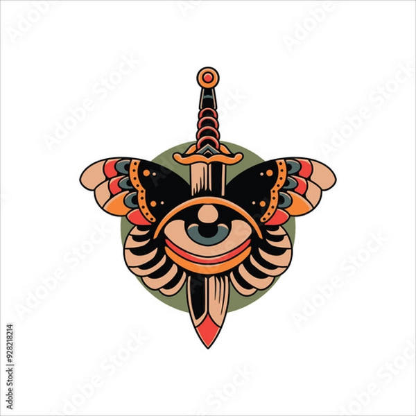 Fototapeta eye tattoo illustration vector design