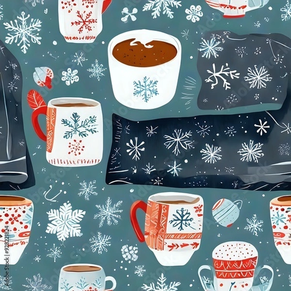 Obraz Seamless Holiday Mug Pattern