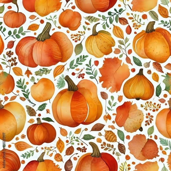 Obraz Autumn Harvest Pumpkin Seamless Pattern