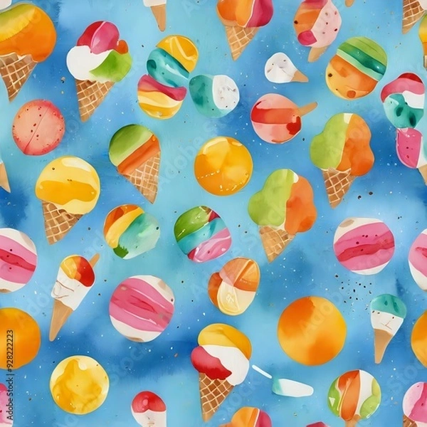 Fototapeta Colorful Candy Ice Cream Seamless Pattern
