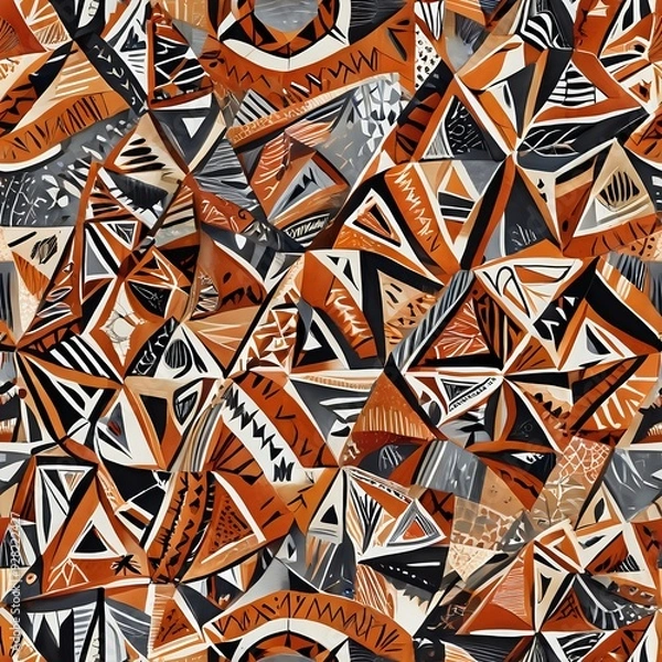 Fototapeta Seamless Abstract Pattern with Vibrant Orange and Black Colors, Perfect for Wallpaper or Textile Design