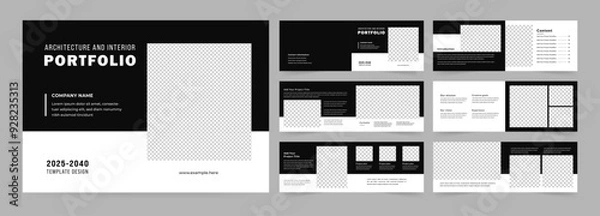 Fototapeta Landscape Architects Portfolio Booklet template, Black and White Portfolio Layout