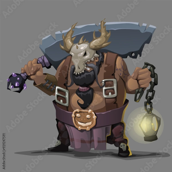 Obraz Character with dragon mask. Vector illustration.