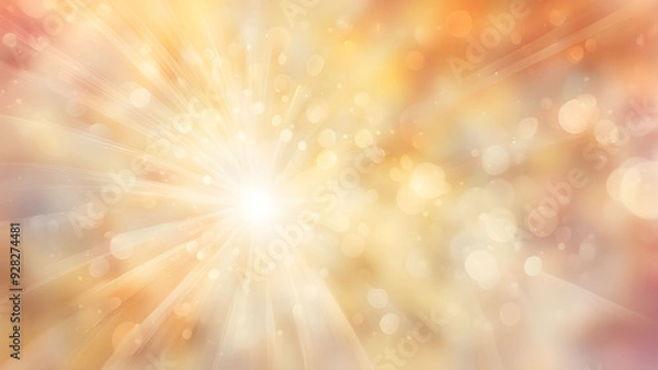 Fototapeta A vibrant background featuring radiant light rays and soft, warm bokeh effects, creating an uplifting atmosphere.