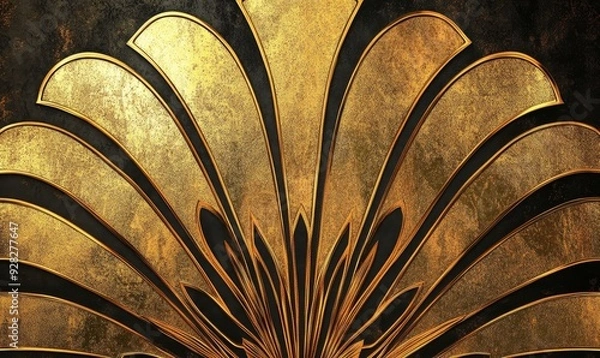 Fototapeta abstract art deco luxury pattern, golden vintage artistic background with geometric shapes, archs and swirls. Linear retro ornament, gatsby, Generative AI