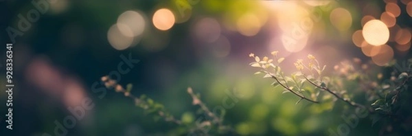 Fototapeta Meadow flowers with blurry background, bokeh effect