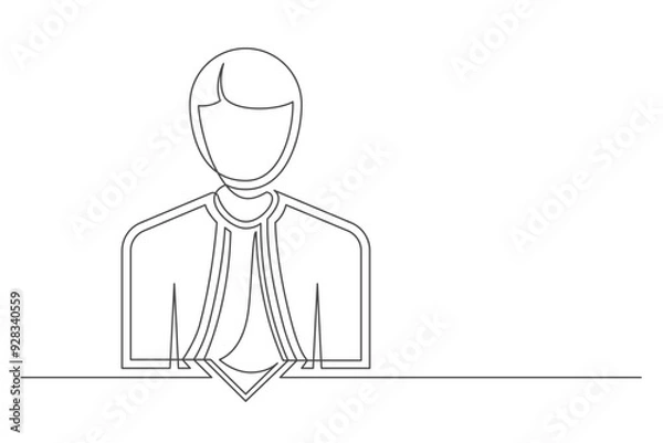 Fototapeta Continuous drawing of one line of a businessman. Insurance concept. One person isolated on a white background. Vector illustration