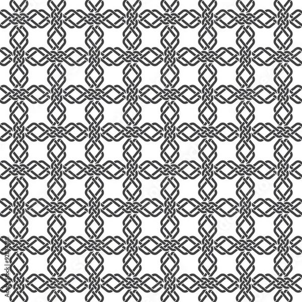 Fototapeta Seamless pattern of intersecting braids with swatch for filling. Celtic ornament texture. Fashion geometric background for web or printing design.