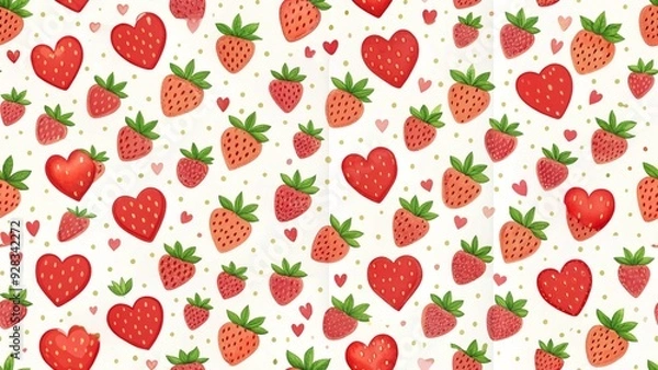 Fototapeta seamless pattern with strawberries
