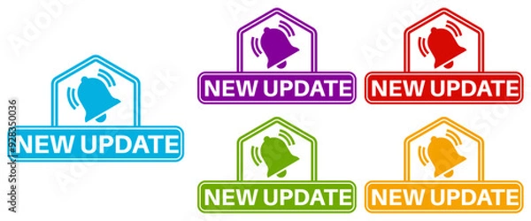Fototapeta set collections colourful trendy new update icon. New upgrade label. reminder symbol notification sign design template vector illustration