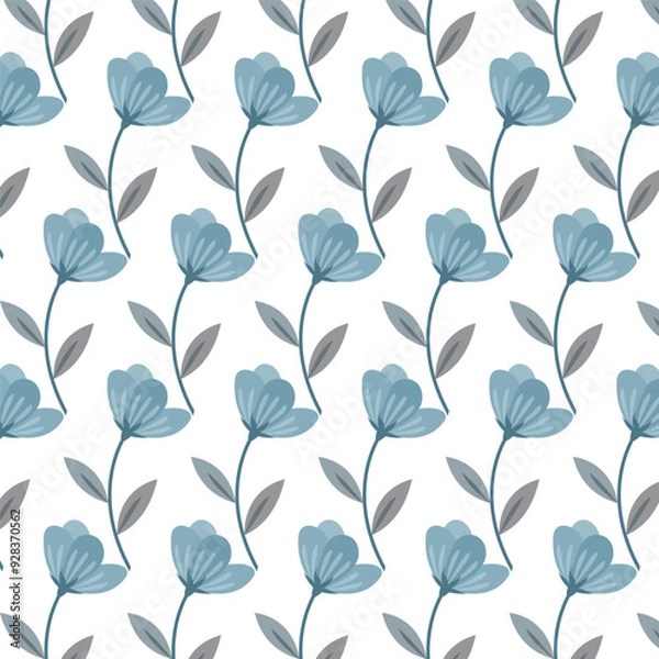 Fototapeta Elegant vector pattern featuring seamless grey flower petals. Ideal for backgrounds, textiles, and sophisticated designs.