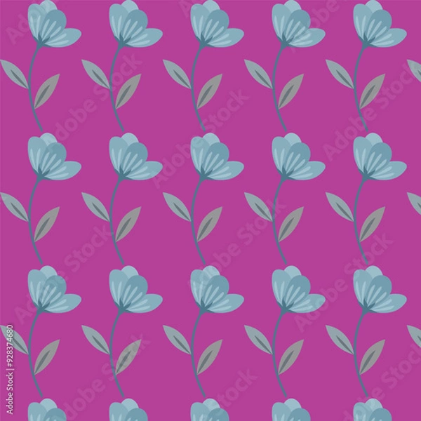 Fototapeta Elegant vector pattern featuring seamless grey flower petals. Ideal for backgrounds, textiles, and sophisticated designs.