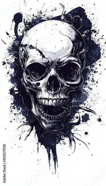 Obraz Grunge Skull with Ink Splatter