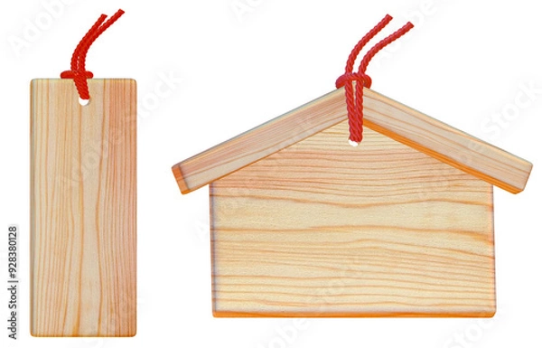 Fototapeta 絵馬とお札の3dイラスト