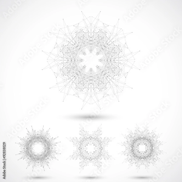 Fototapeta Geometric abstract form with connected lines and dots. Vector