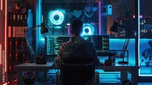 Fototapeta Startup team leader providing guidance during a coding session.