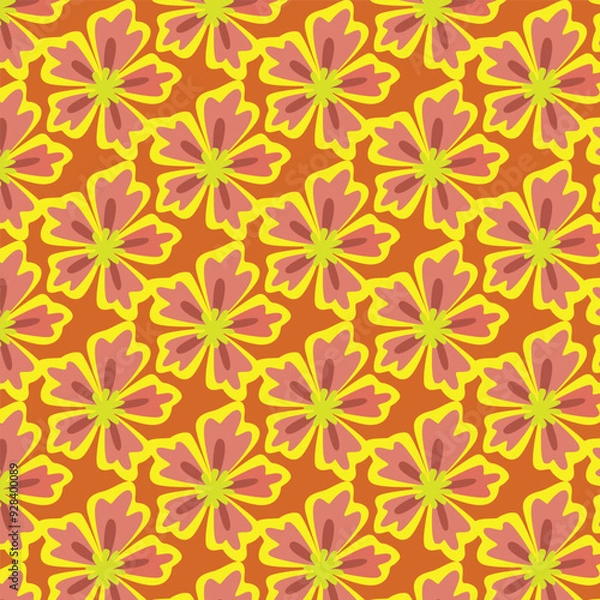 Fototapeta Elegant vector template with a seamless pattern of yellow and red leaves. Ideal for backgrounds, textiles, and seasonal designs.  For decoration