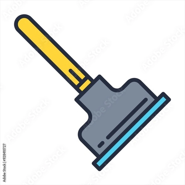 Fototapeta Plunger icon. Simple color, flat, filled outline style. Sink, toilet, pump, plumber, suction, unclog, bathroom concept. Sign symbol design. Vector illustration