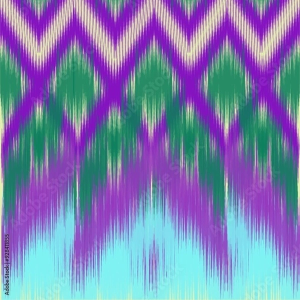 Obraz   Ikat semless pattern for fabric, wallpaper, tiles, traditional seamless, Aztec, tribal. Hmong, Native American Indian, Pattern design for wrap, carpet, decorative illustration